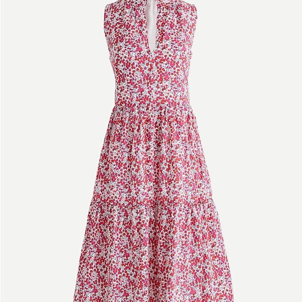 J.Crew Cotton Poplin Tiered Popover Dress in Liberty Wiltshire Print
